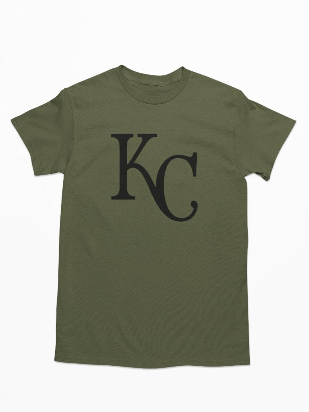 NEW Kansas City Royals KC Monogram Logo T-Shirt MILITARY ARMY GREEN